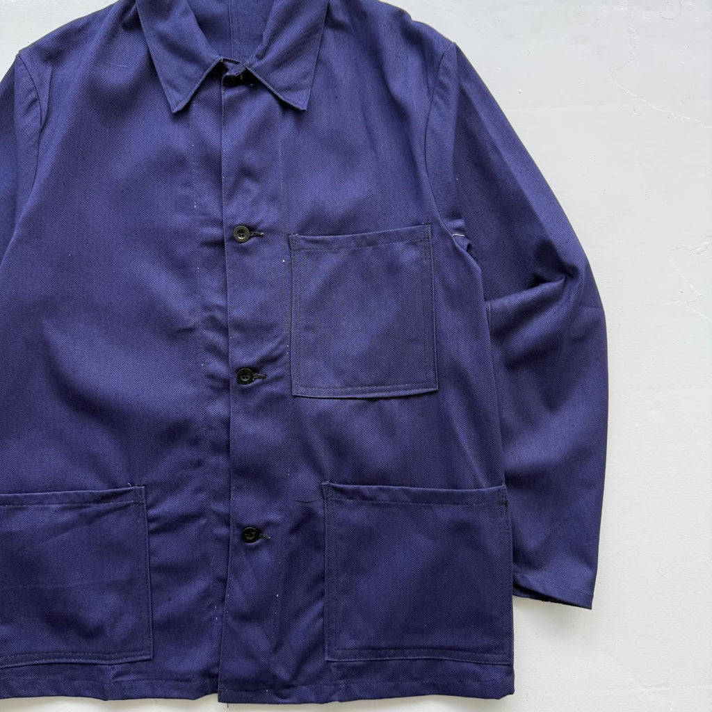 Indigo Blue WMO Made in Britain Deadstock Workwear 60's Chore Jacket Shirt - Large