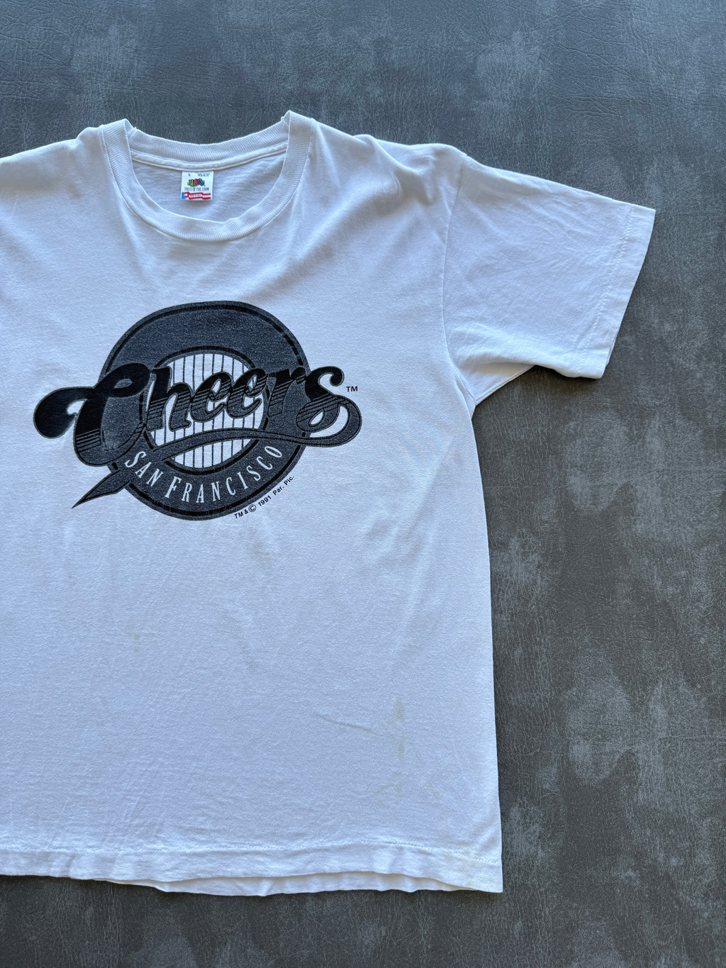 White Cheers San Francisco 90's Vintage Single Stitch Graphic T-Shirt - Large