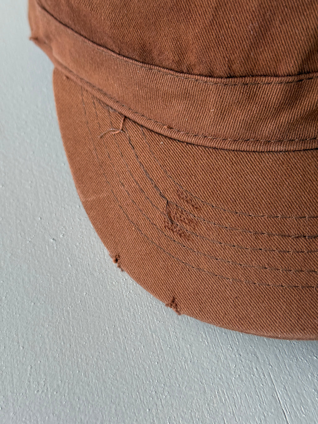 Brown Cross Studded Surf Y2K Cadet Cap Military Style 00's Grunge Aesthetic