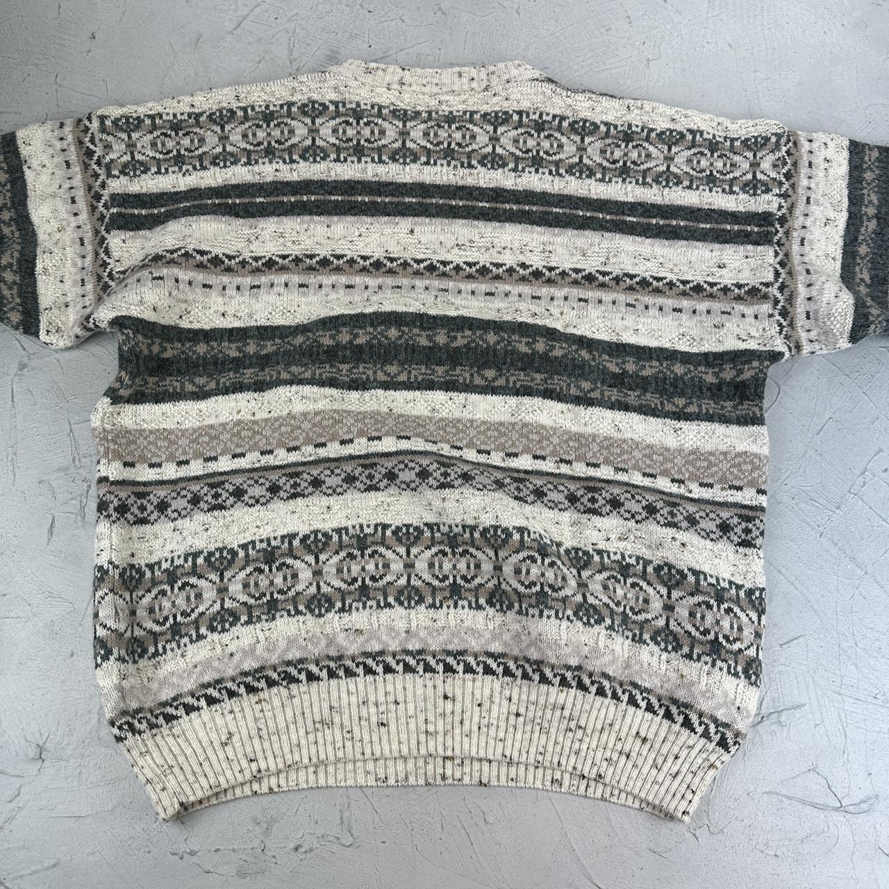 Cream / Grey 90's Woollen Knitted Sweatshirt - XL