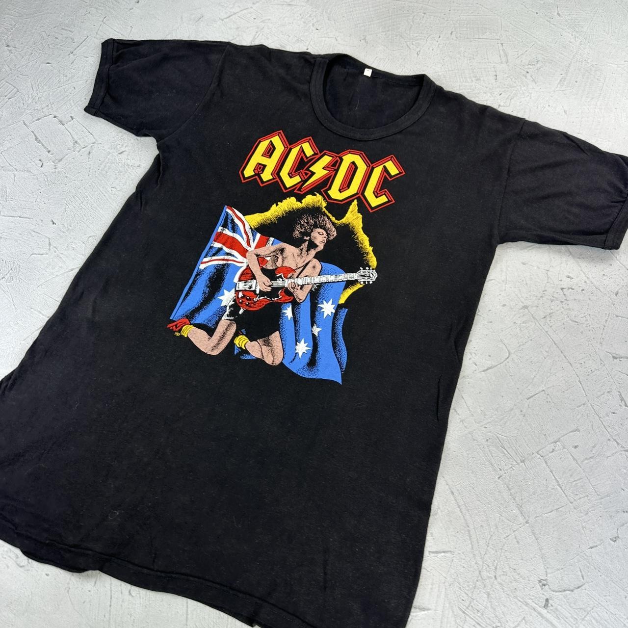 AC/DC Black Vintage 1970s Band T-shirt - Small