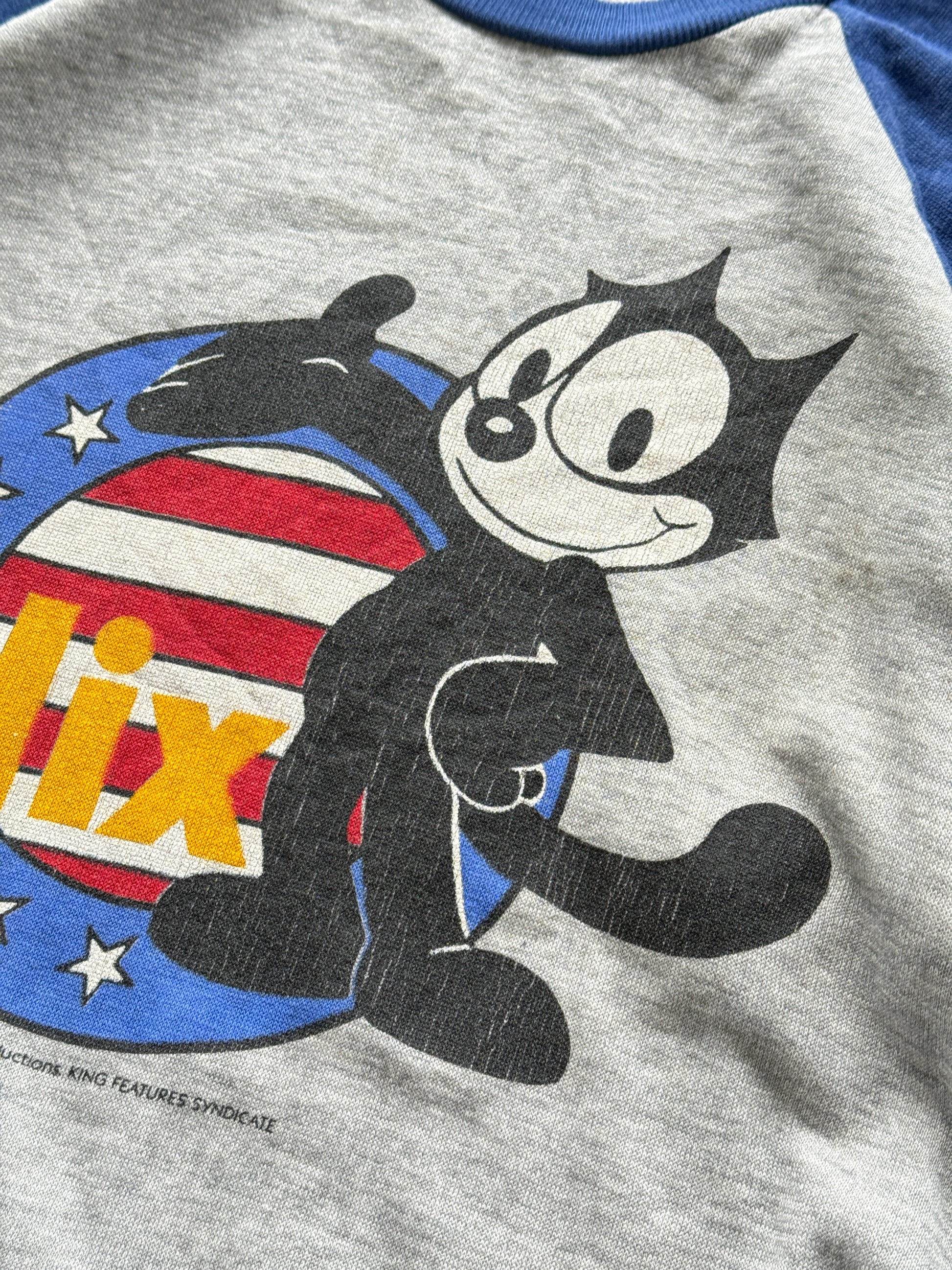 Grey Felix 80's Vintage Graphic Cartoon Raglan Sleeve Sweatshirt - Small