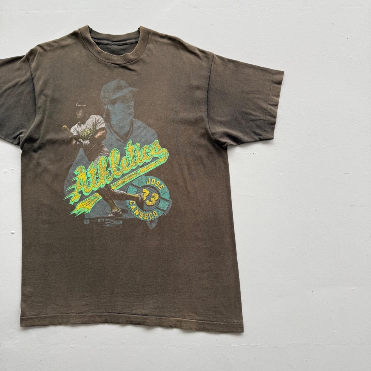 Faded Brown Athletics Baseball 90s Vintage Graphic T-Shirt - Large
