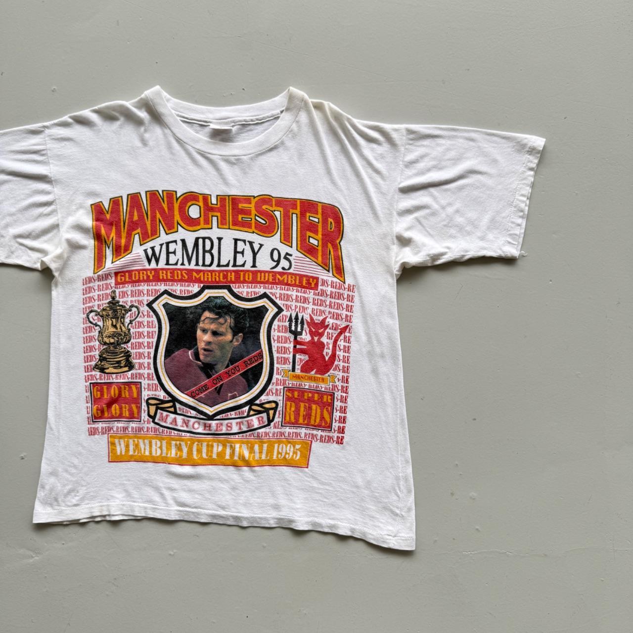 White Manchester United 90s Vintage FA Cup Champions T-Shirt - Large