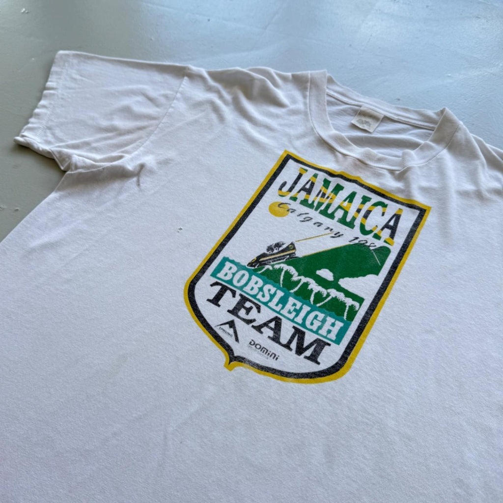 White Winter Olympics 80s Jamaican Bobsleigh Vintage T-shirt - XL