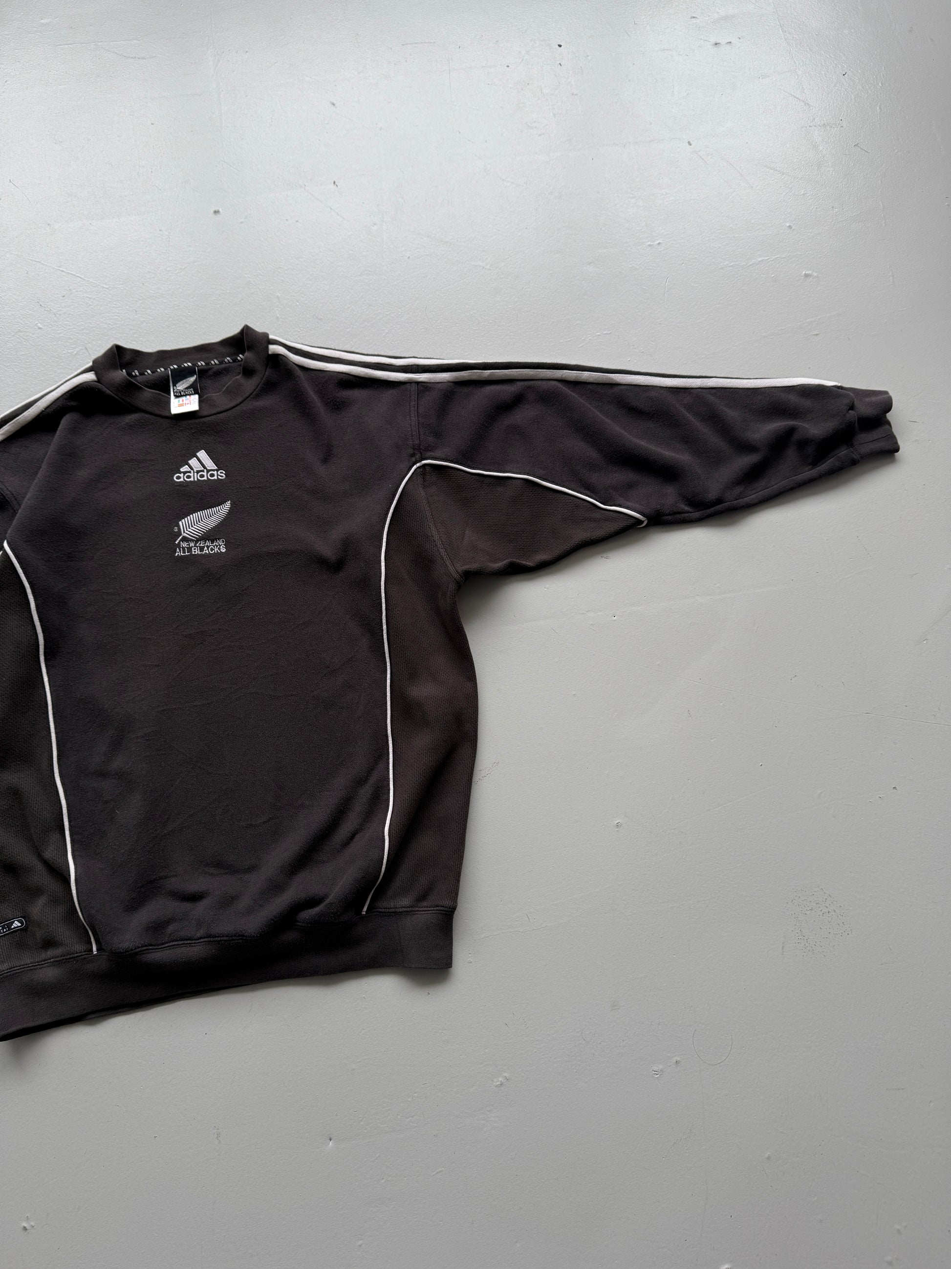 Black New Zealand 1999 Adidas All Blacks Rugby Training Sweatshirt - Medium
