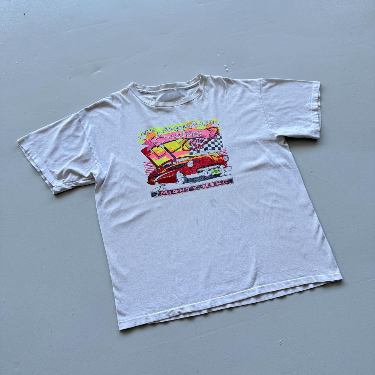 White Custom Cars Hot Rods Thrashed Vintage 90s T-shirt - XL