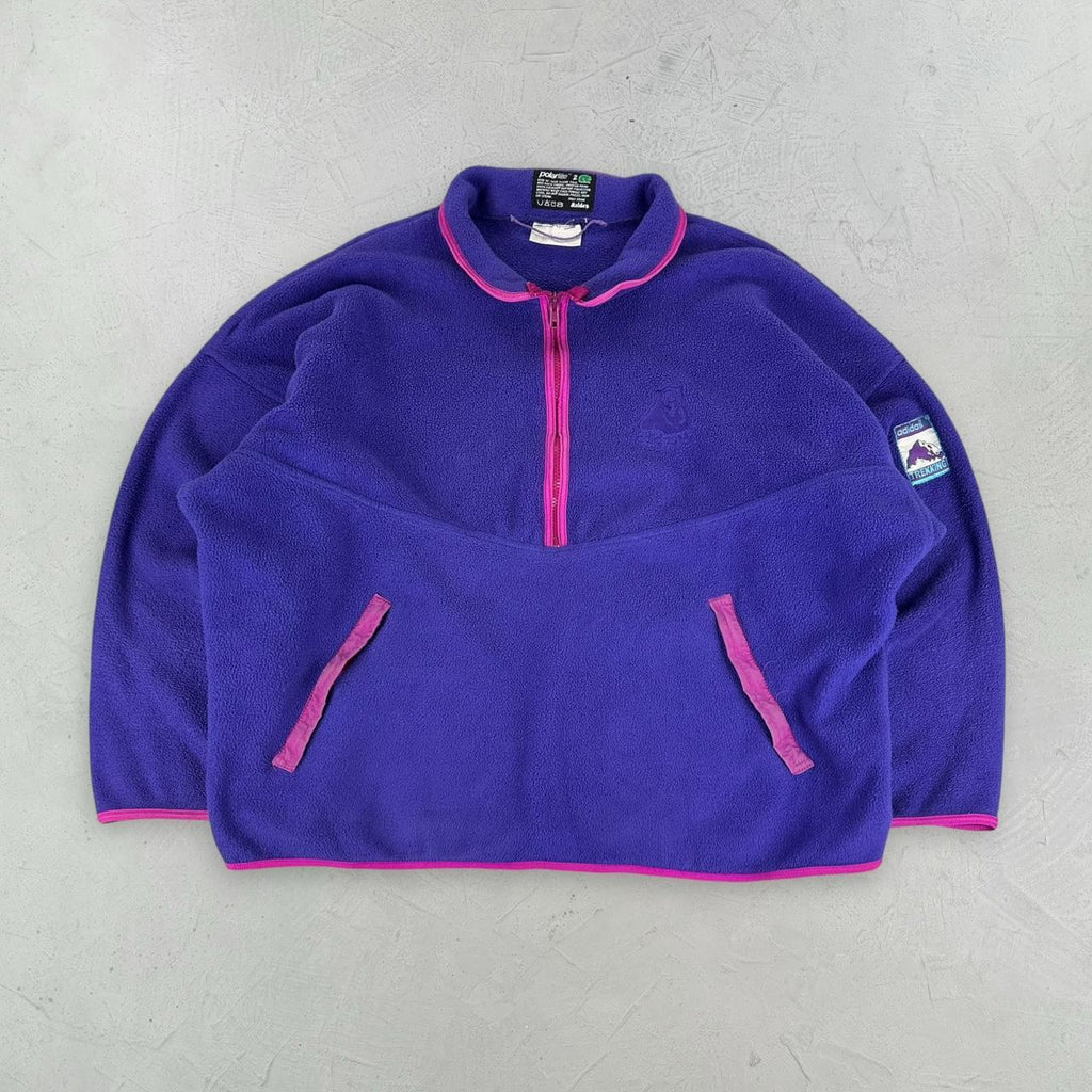 Purple Fleece Adidas Trekking 90s vintage Quarter-zip Sweatshirt - XL