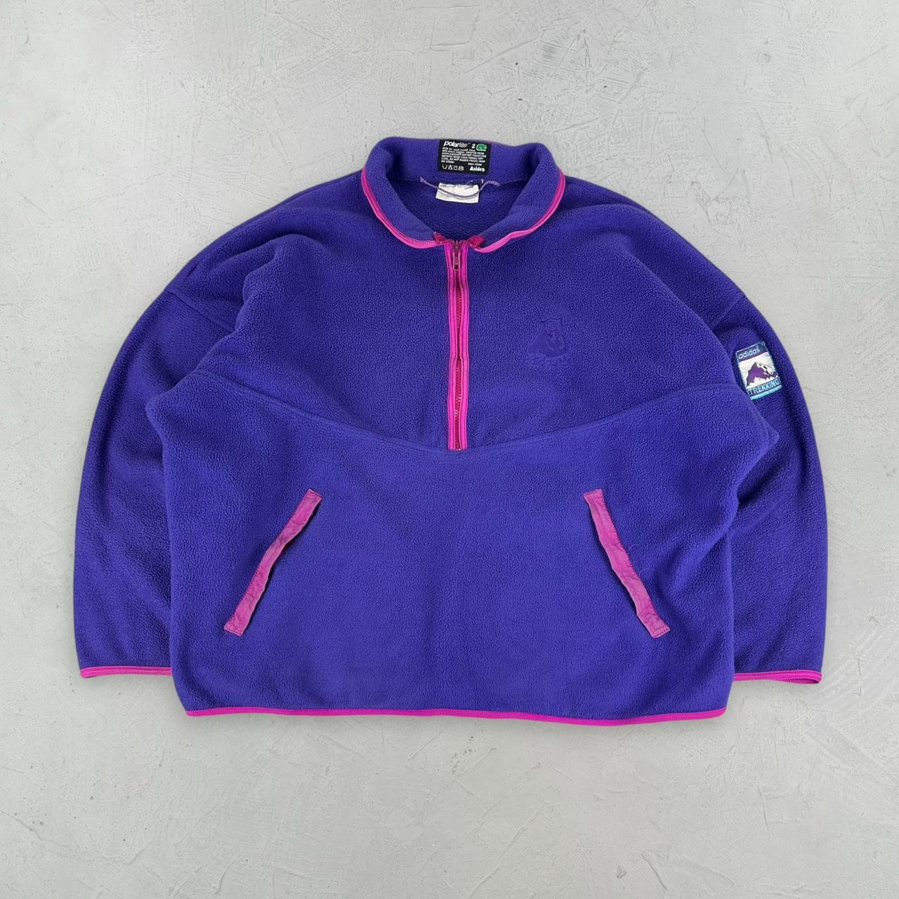 Purple Fleece Adidas Trekking 90s vintage Quarter-zip Sweatshirt - XL