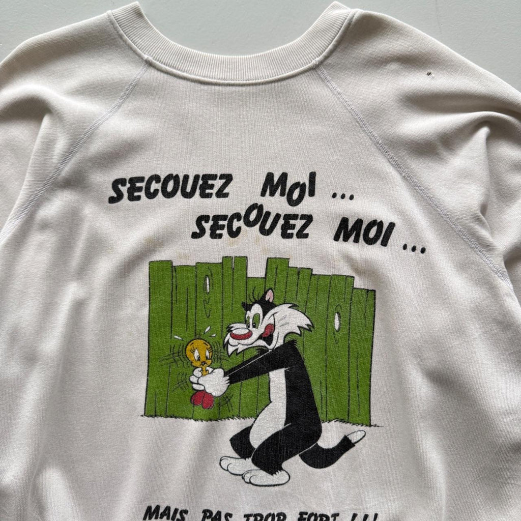 Cream 1984 Sylvester Tweety Warner Bros French Vintage Graphic Sweatshirt - Medium