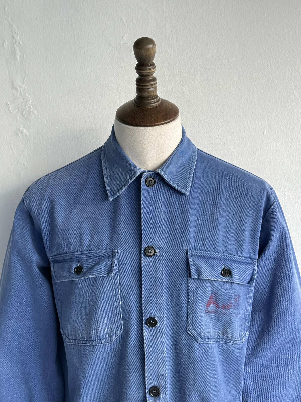Blue French 1960s Vintage Cropped Workwear Chore Jacket CH491 - XS/S