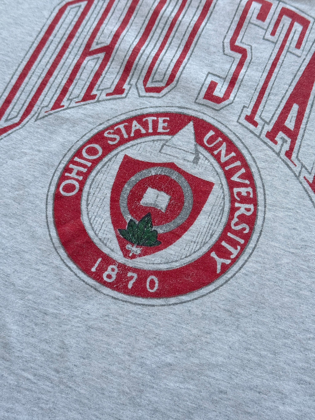 Grey Ohio State 90's Vintage Collage Graphic Single Stitch T-Shirt - XL