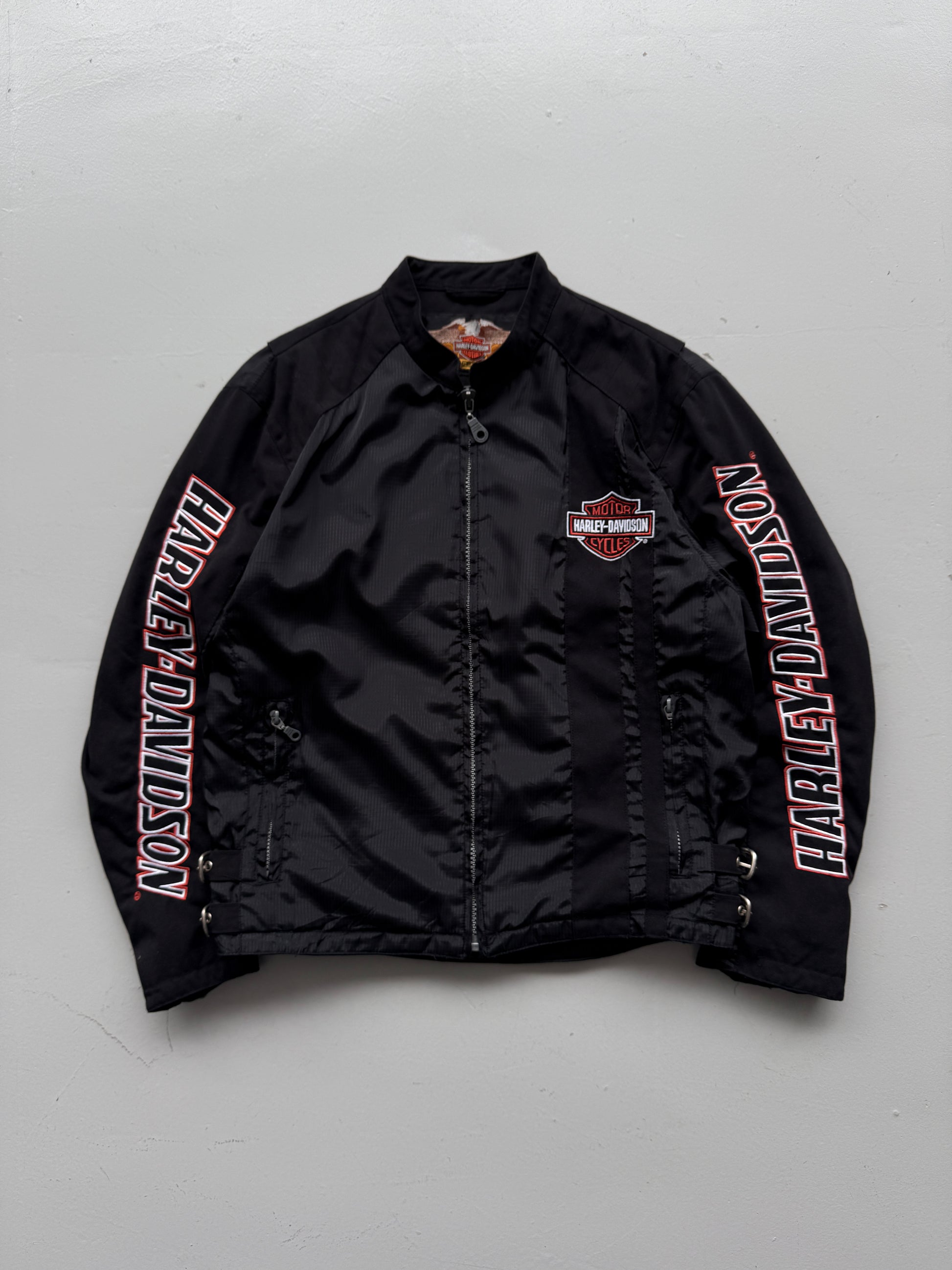 Black Harley Davidson 90's Vintage Biker Jacket - Small