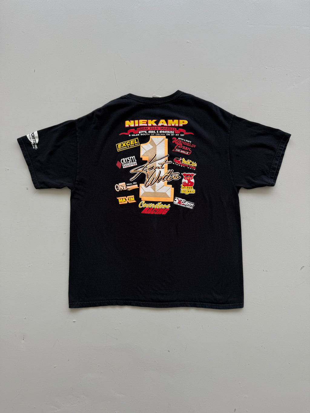 Black Nascar 00's Vintage Graphic Motor-racing T-Shirt - XL