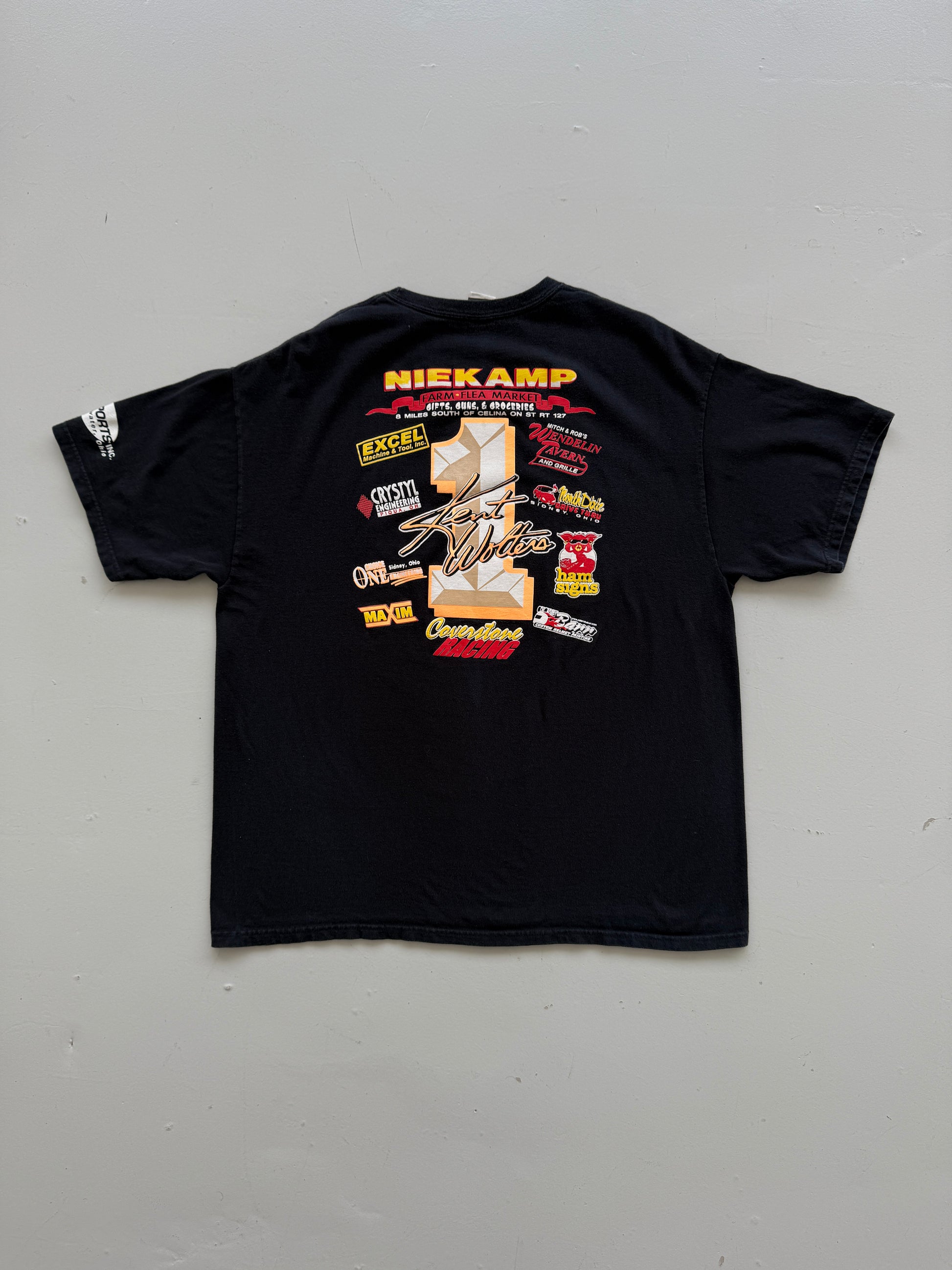 Black Nascar 00's Vintage Graphic Motor-racing T-Shirt - XL
