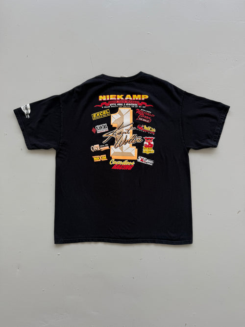 Black Nascar 00's Vintage Graphic Motor-racing T-Shirt - XL