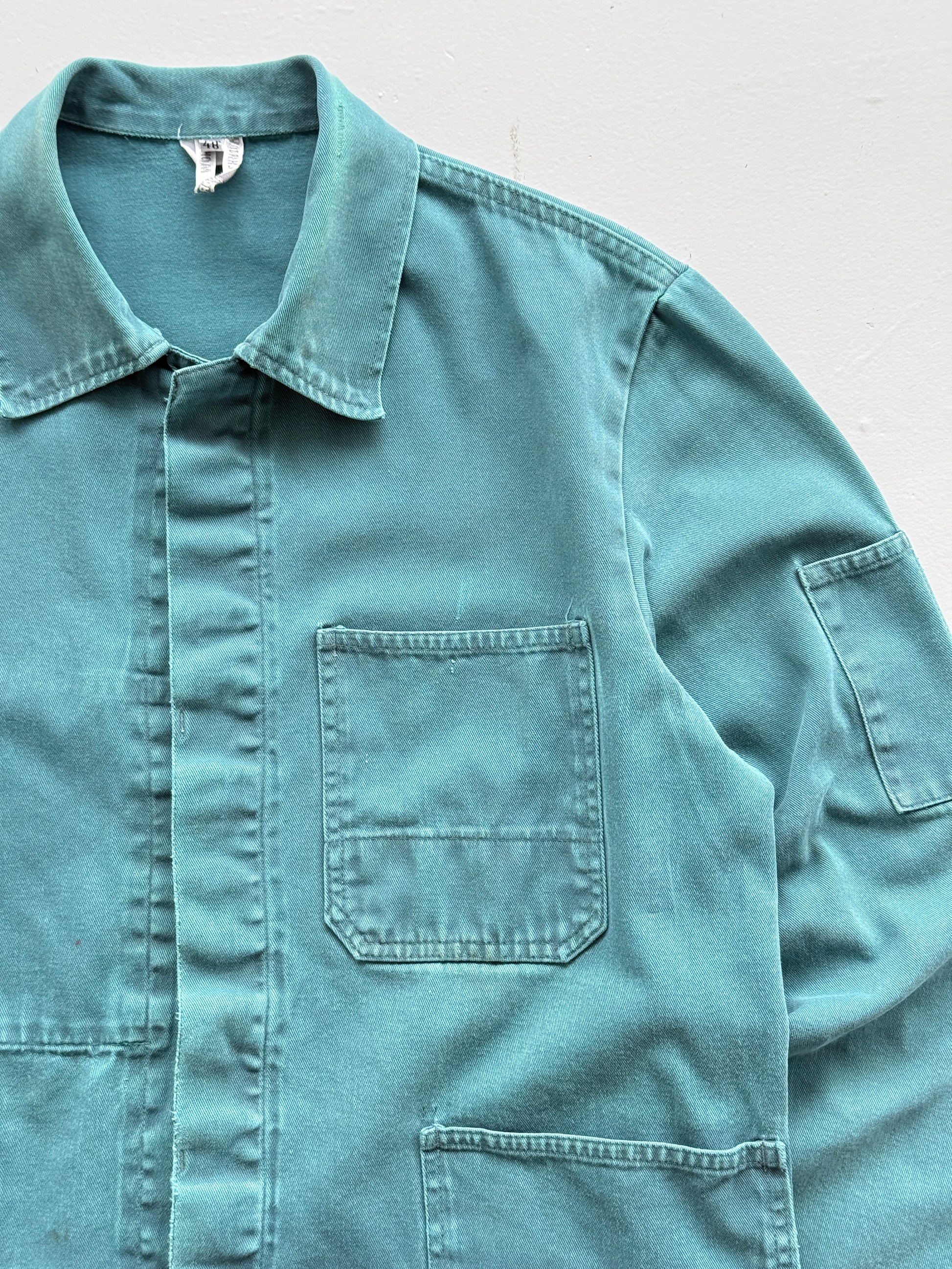 Teal French Vintage Workwear Chore Jacket 80's CH381 - Small