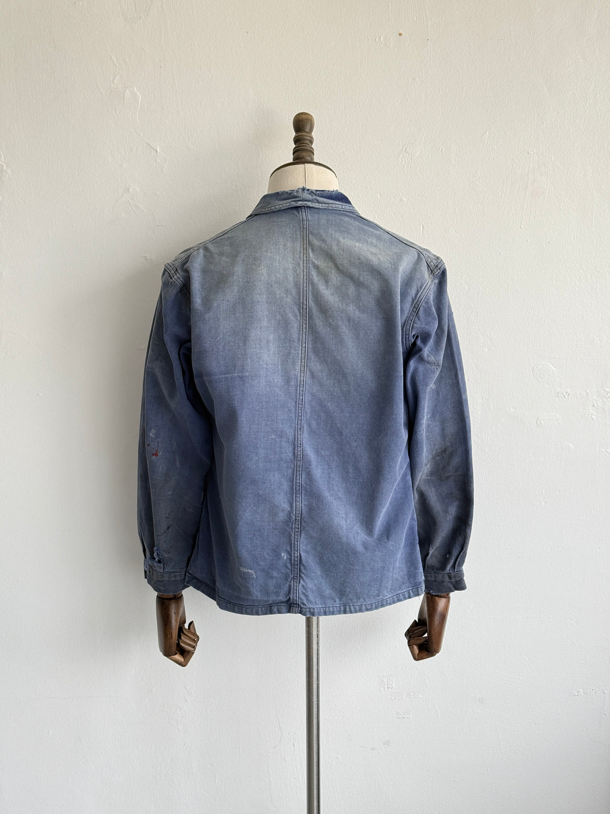 Thrashed Blue French 1950's Vintage Workwear Chore Jacket CH512 - XS/S