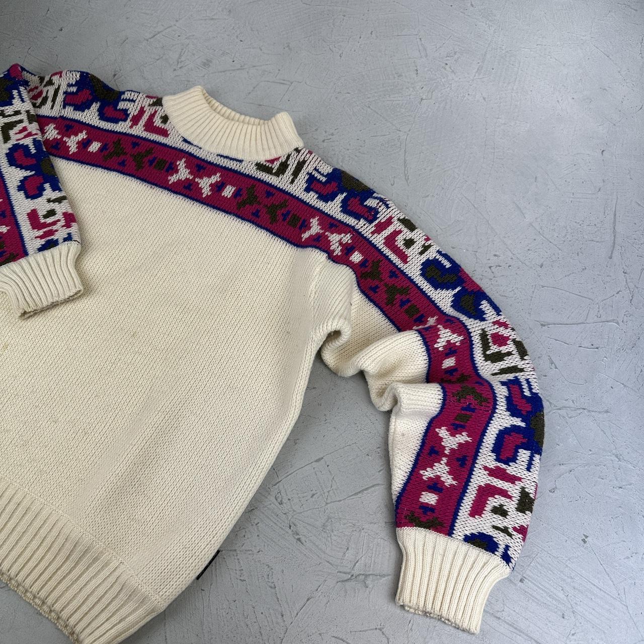 K-Way Patterned 80's Knitted Sweatshirt - Small