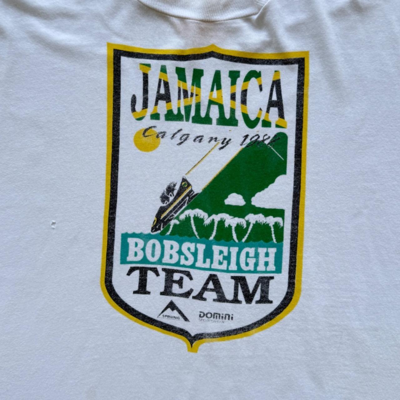 White Winter Olympics 80s Jamaican Bobsleigh Vintage T-shirt - XL
