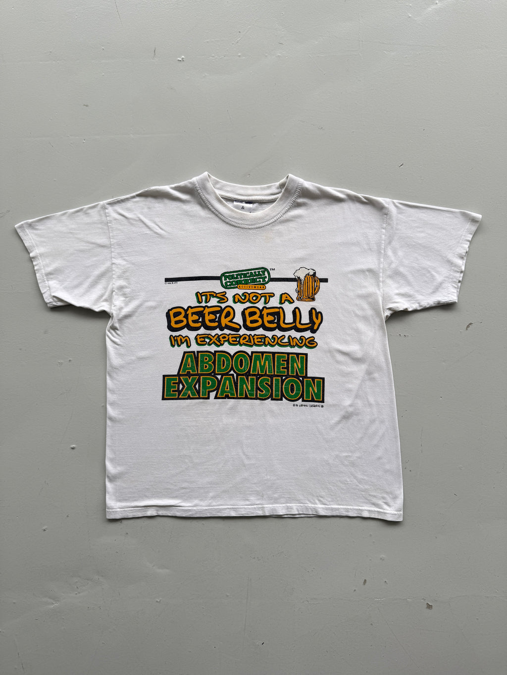 White 00's Vintage Novelty Slogan Graphic Dad T-Shirt - Large