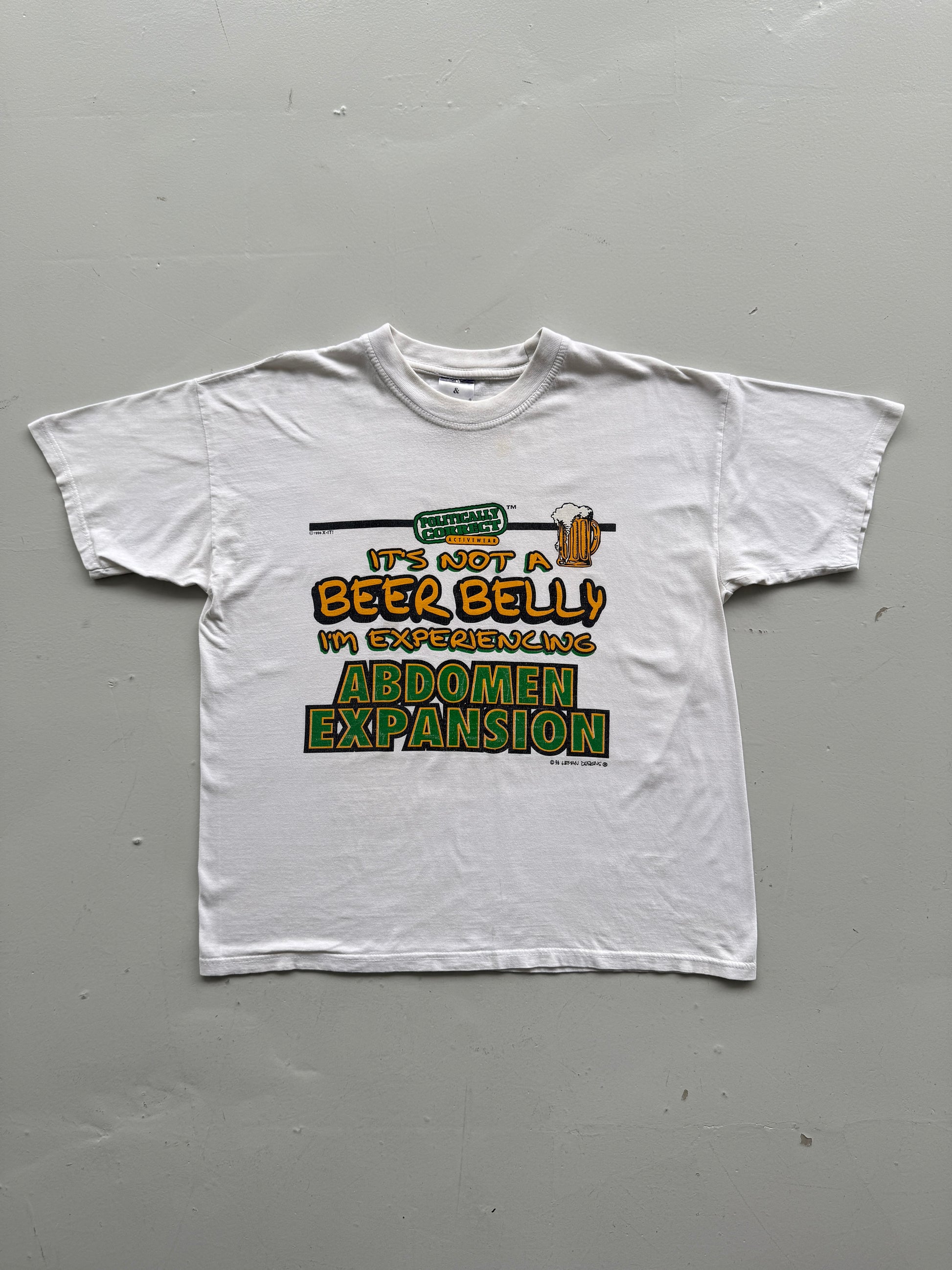White 00's Vintage Novelty Slogan Graphic Dad T-Shirt - Large