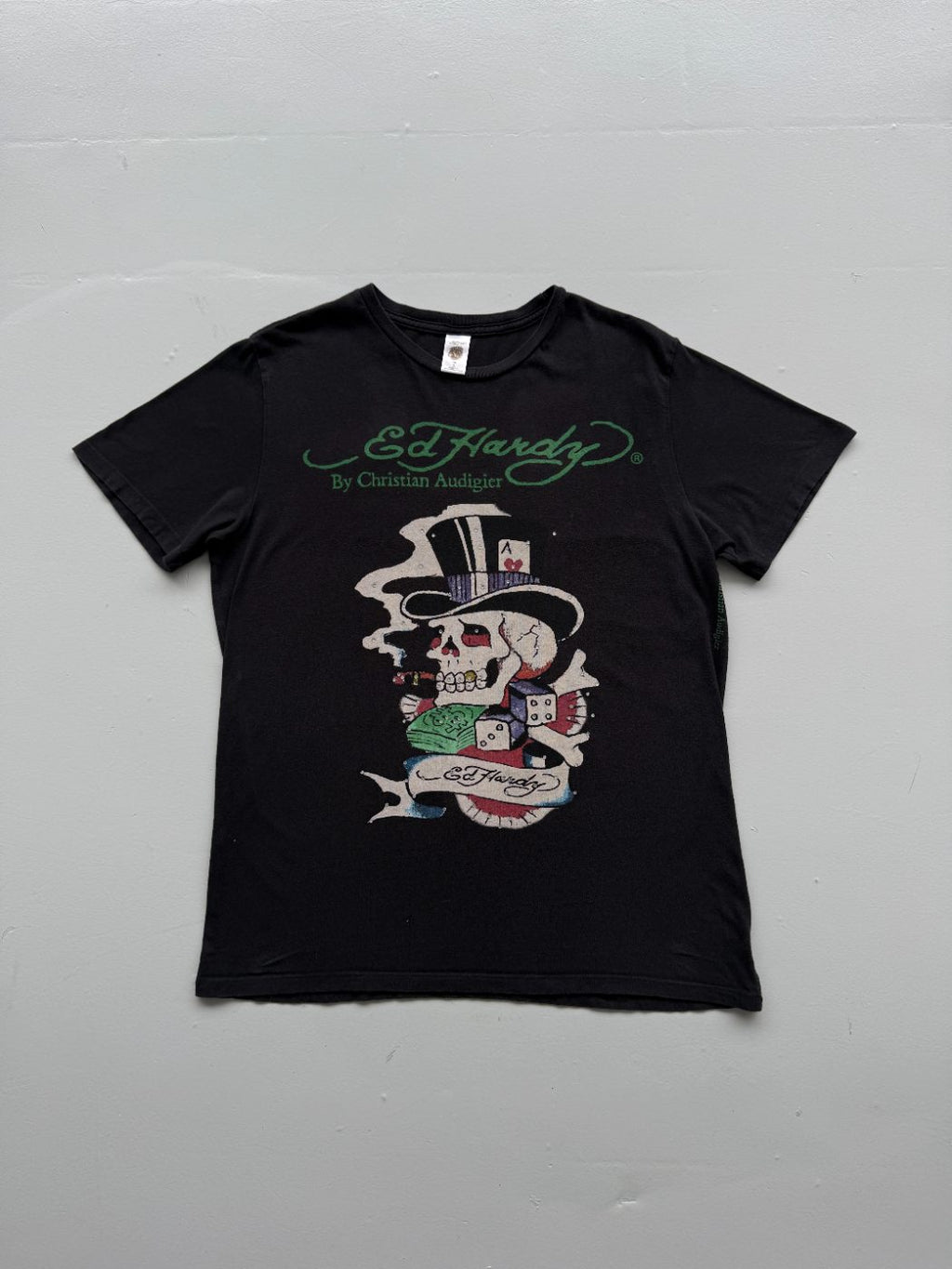 Ed Hardy by Christian Audigier Skull Gambling Y2K Graphic T-Shirt - Large