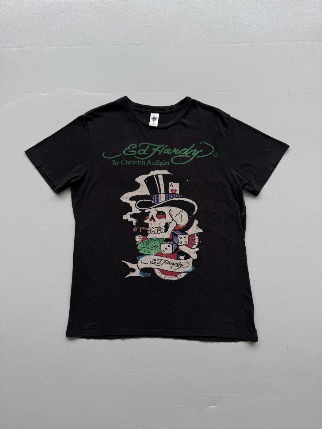 Ed Hardy by Christian Audigier Skull Gambling Y2K Graphic T-Shirt - Large