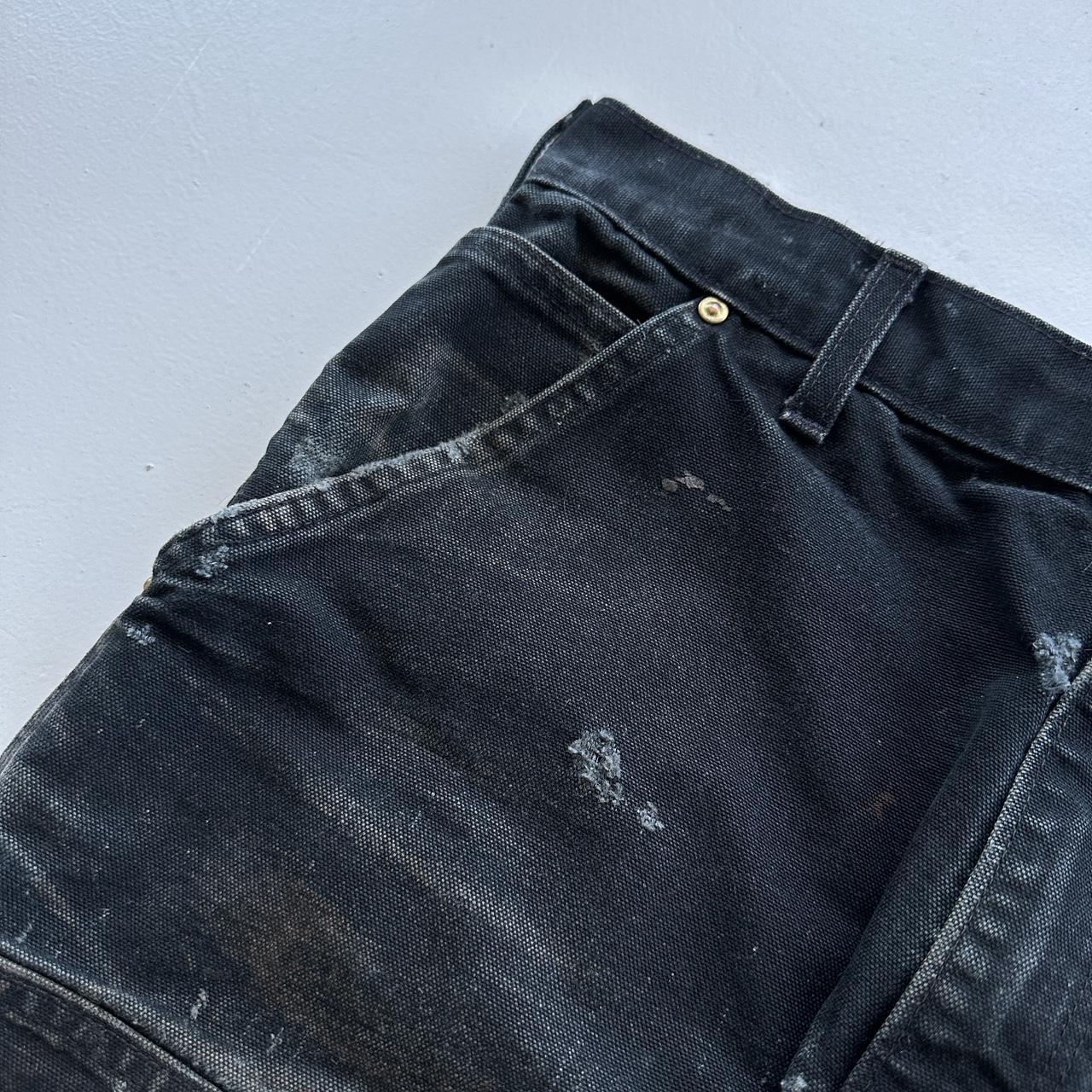 Carhartt Black Canvas Vintage Thrashed Heavily Worn Double Knee Pants - 30 x 30