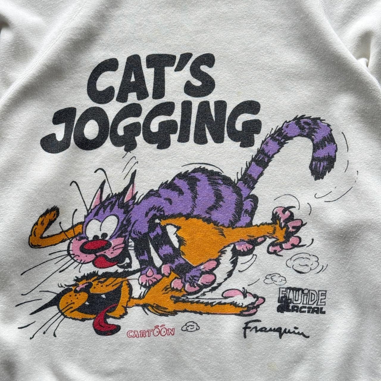 White Cats Jogging 90’s Vintage Cartoon Sweatshirt - Small