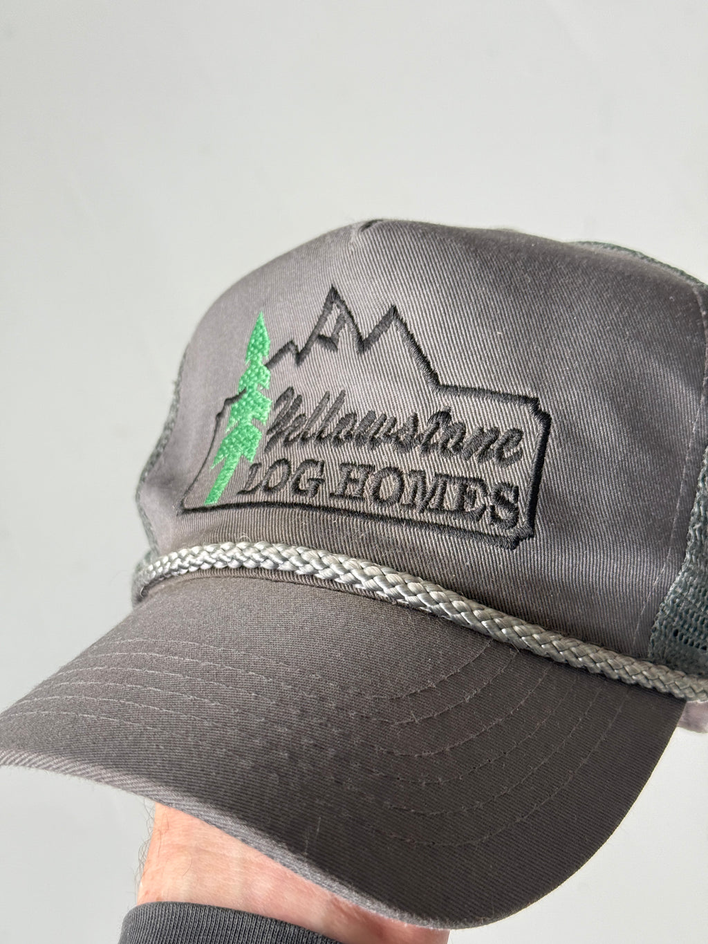 Grey Yellowstone Log Homes Vintage Canvas and Mesh SnapBack Trucker Cap