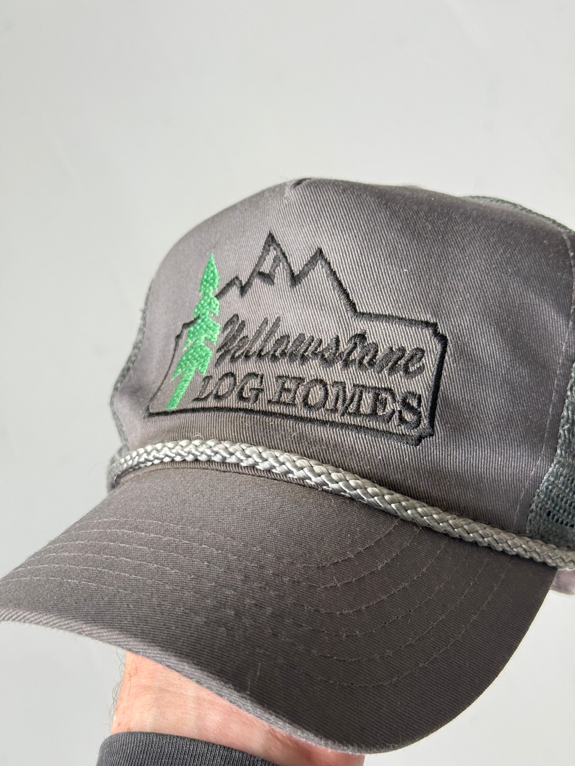 Grey Yellowstone Log Homes Vintage Canvas and Mesh SnapBack Trucker Cap