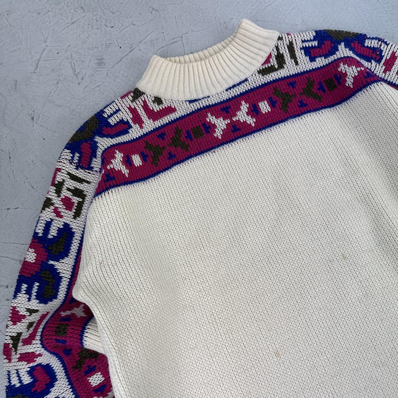 K-Way Patterned 80's Knitted Sweatshirt - Small