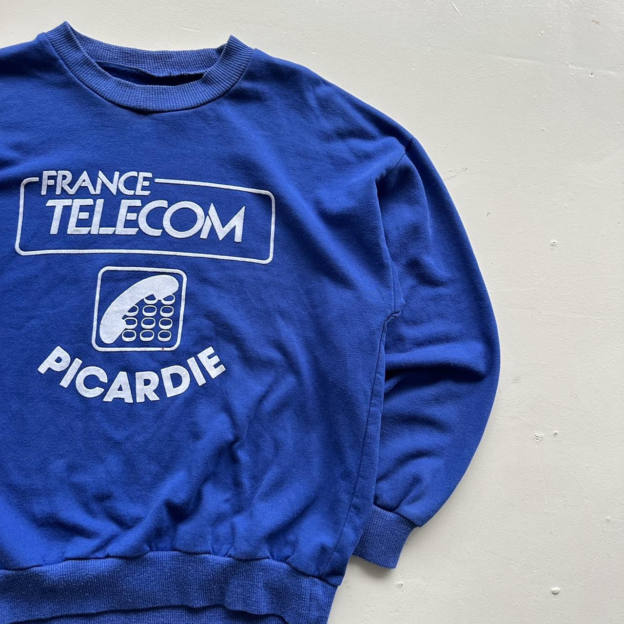 Blue France Telecom Vintage Graphic Sweatshirt - Medium Oversized