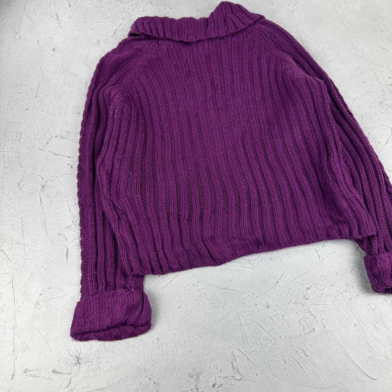 Vintage Knitted Y2K Purple Cardigan - Small Size 10