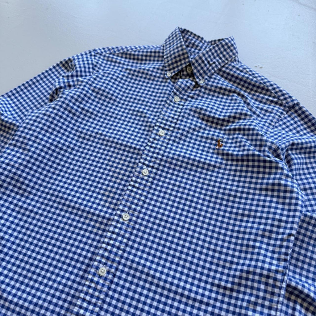 Blue / White Chequered Ralph Lauren 00's Oxford Shirt - Medium