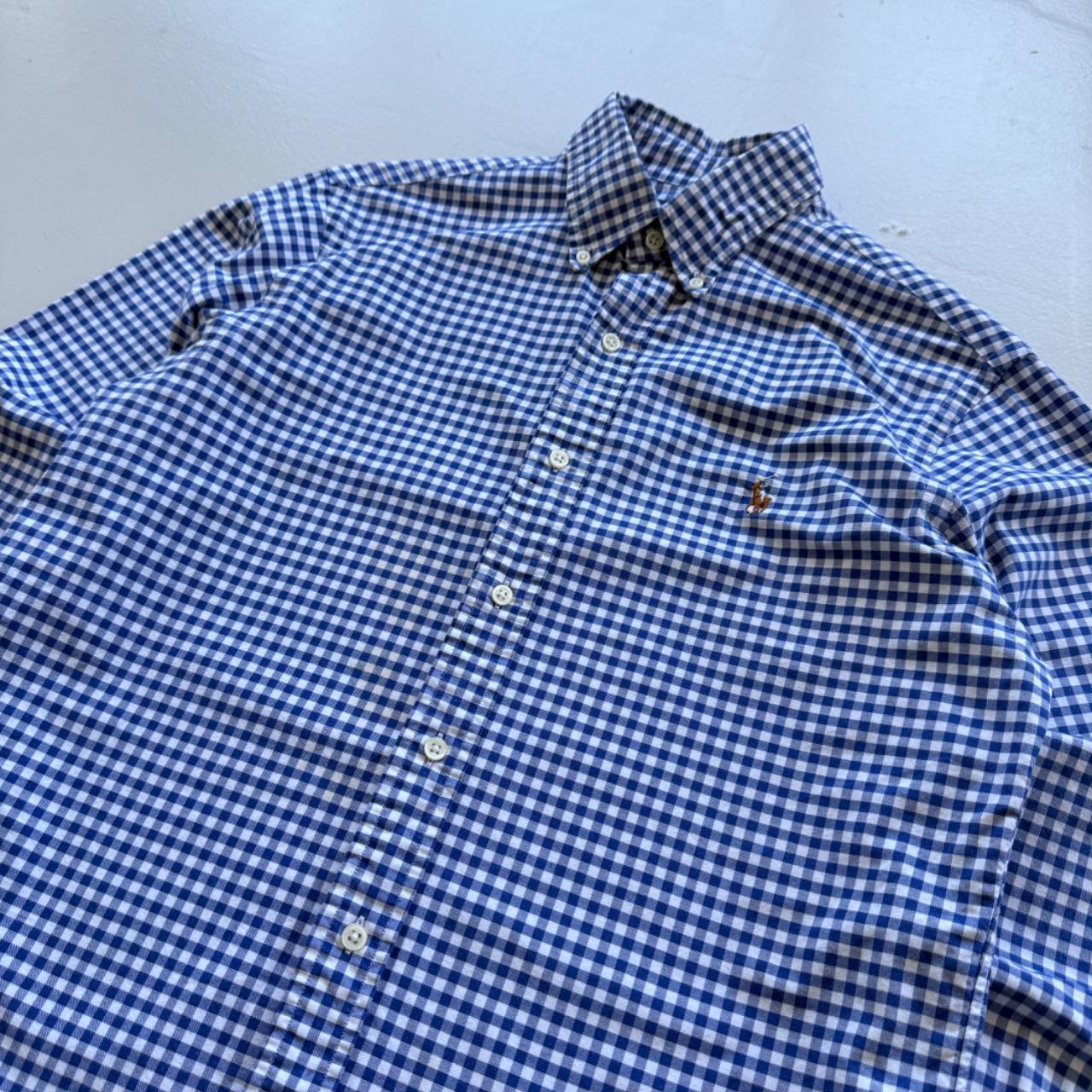 Blue / White Chequered Ralph Lauren 00's Oxford Shirt - Medium