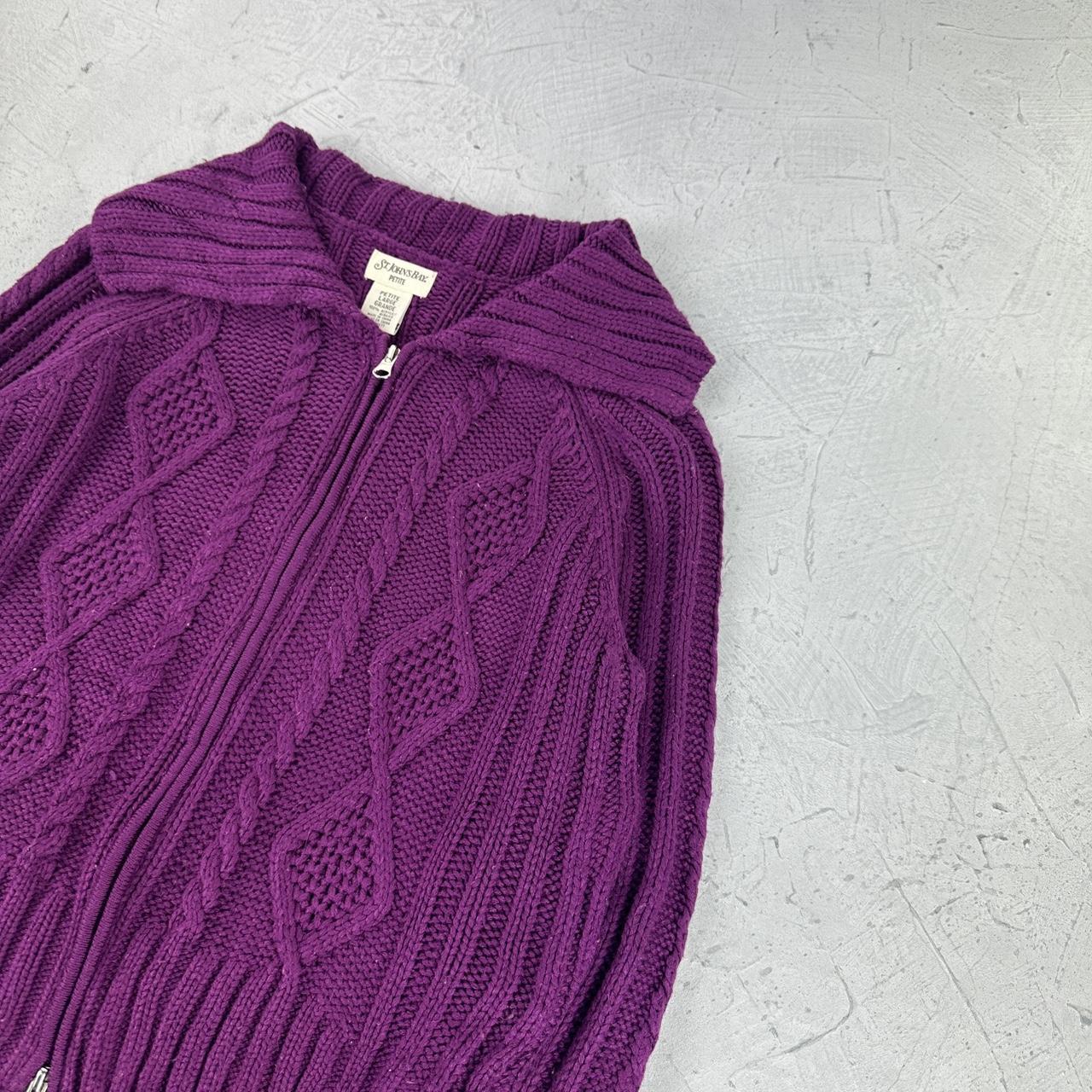 Vintage Knitted Y2K Purple Cardigan - Small Size 10