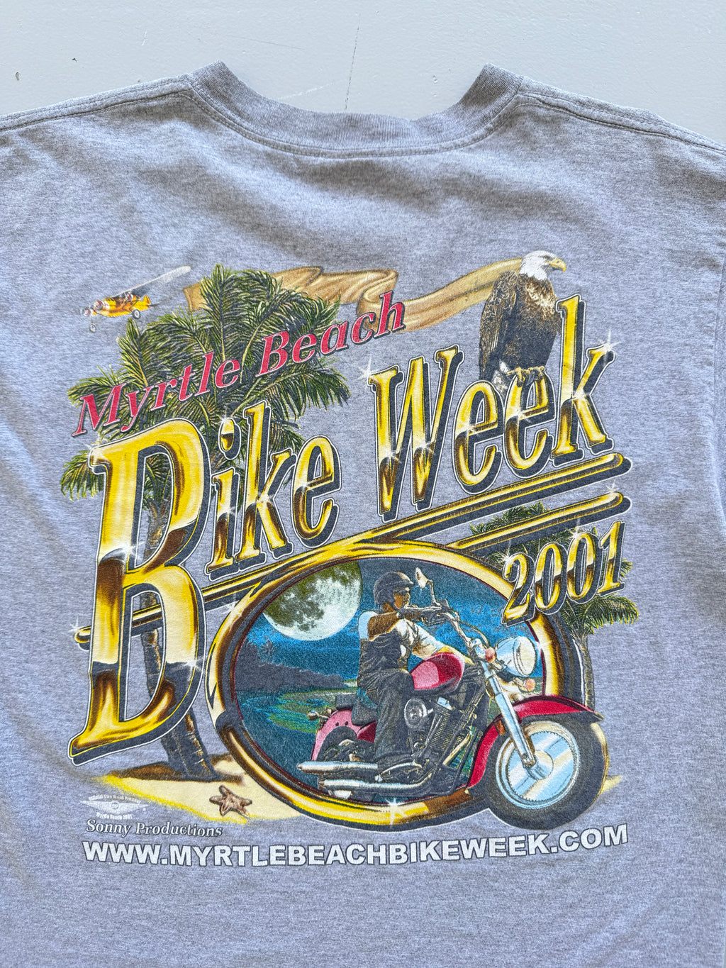 Grey Bike Week 00's Vintage Myrtle Beach Tourist T-Shirt - Large
