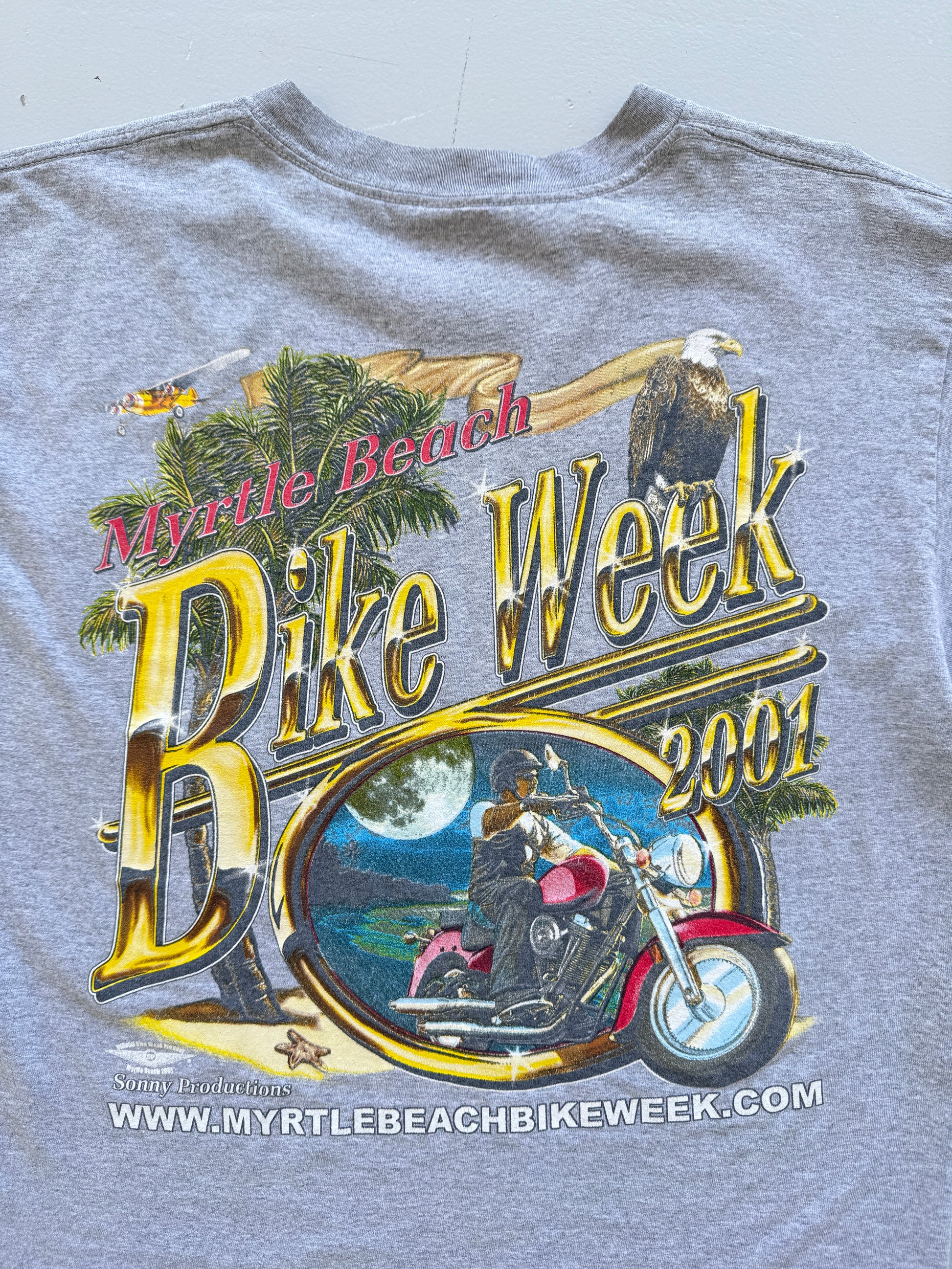 Grey Bike Week 00's Vintage Myrtle Beach Tourist T-Shirt - Large