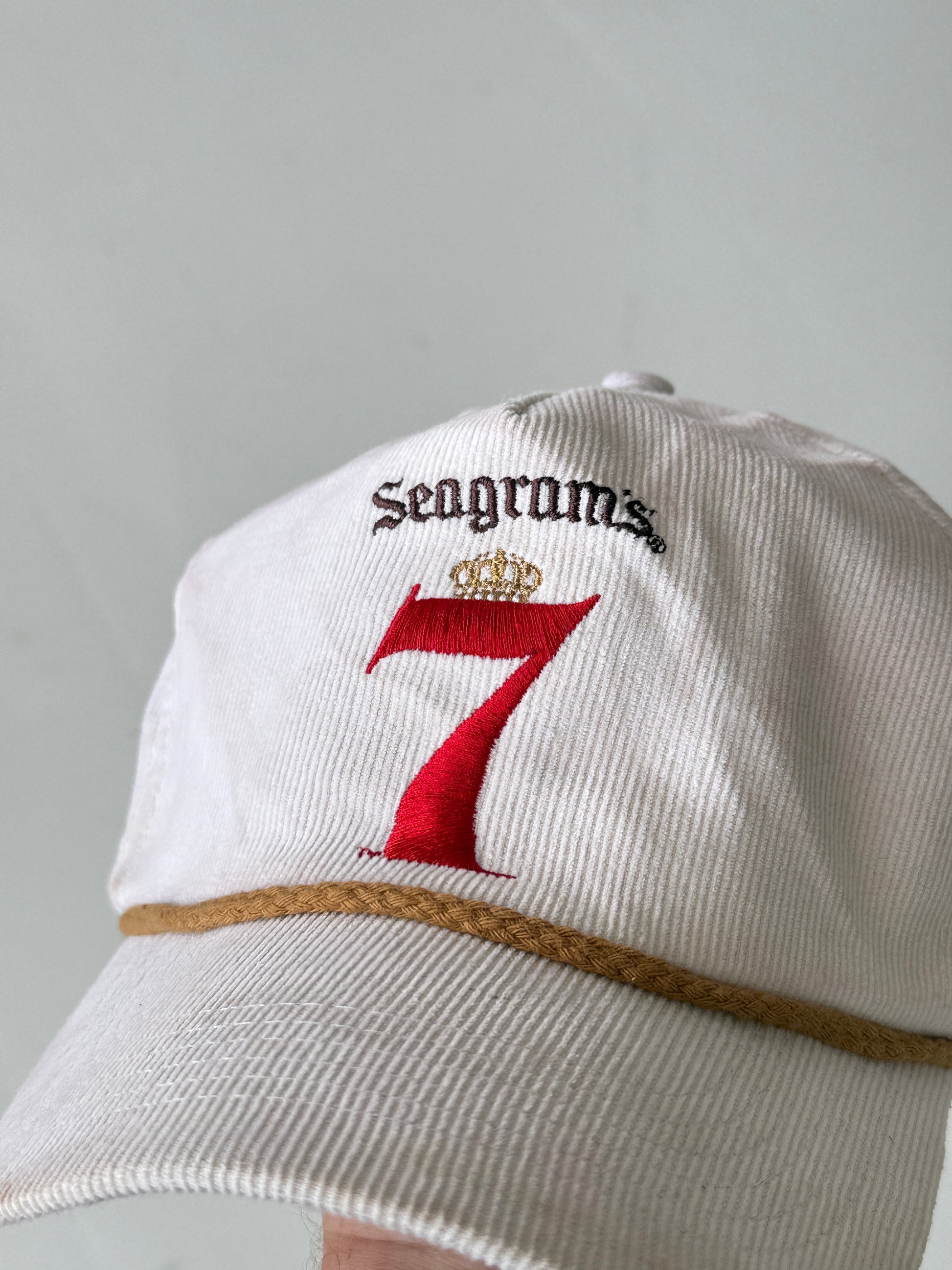 White Seagrams Vintage Corduroy SnapBack Trucker Cap