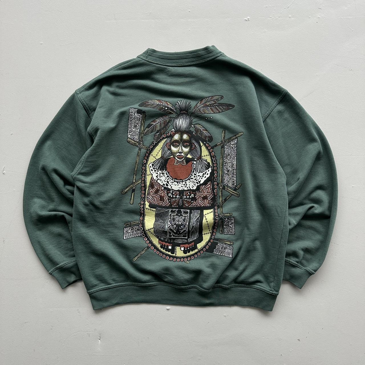 Green Tribal 90’s Vintage Graphic Sweatshirt - Large