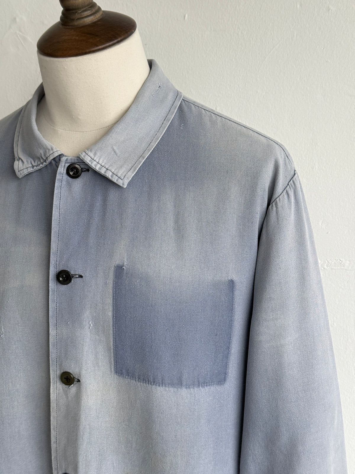 Faded Blue French 1960's Vintage Ghost Pocket Chore Jacket CH448 - Large
