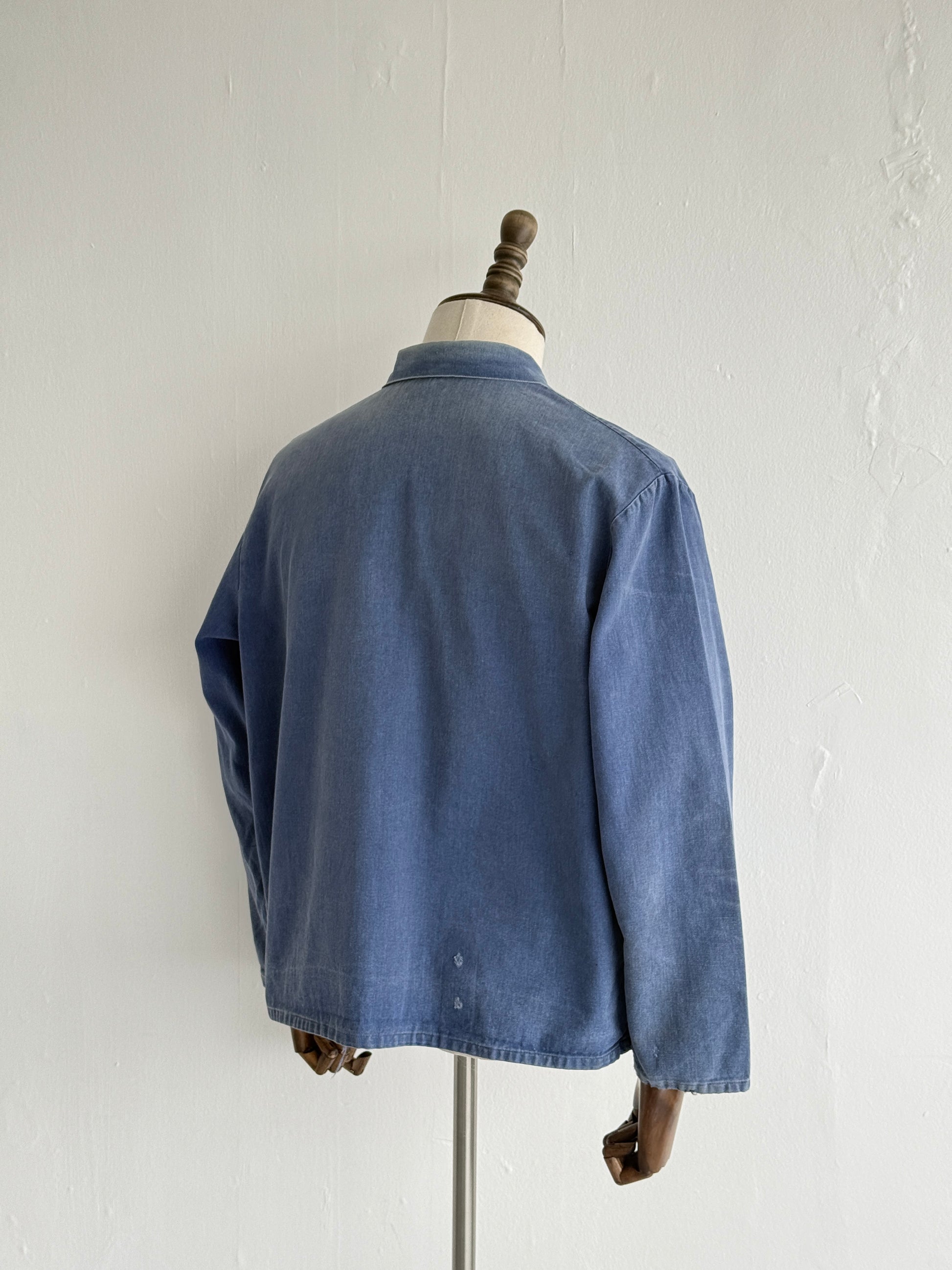 Faded Blue French 60s/70s Vintage Workwear Chore Jacket CH383 - Small