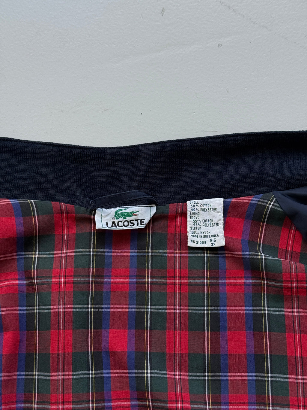 Lacoste Navy Harrington Vintage Jacket Made in Sri Lanka - XXL