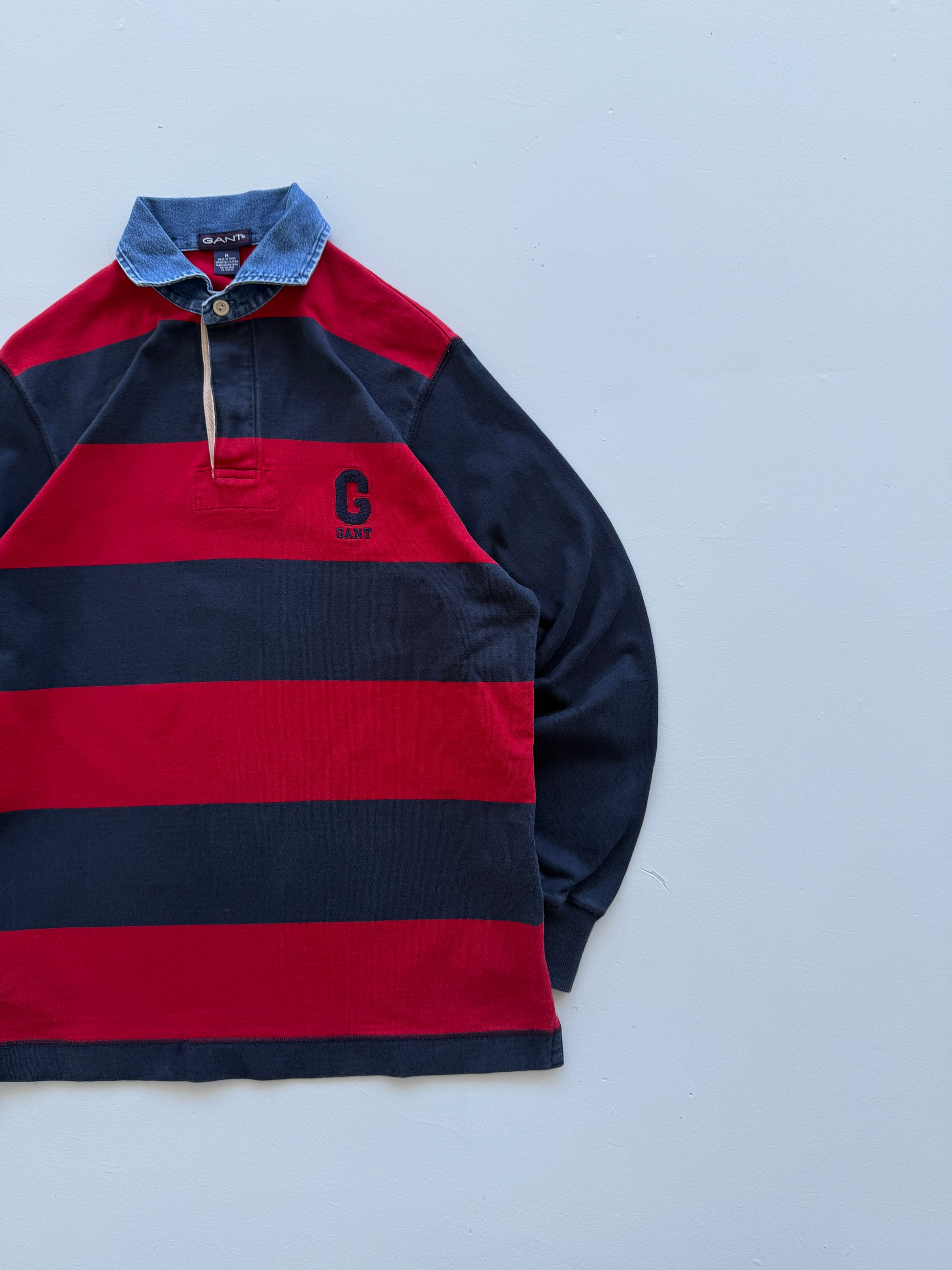 Red Navy GANT 00's Vintage Rugby Polo Shirt - Medium
