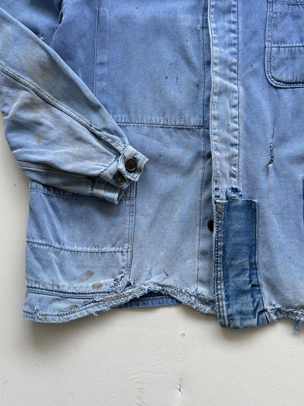 Thrashed Blue French Vintage Workwear Chore Jacket CH372 - Large