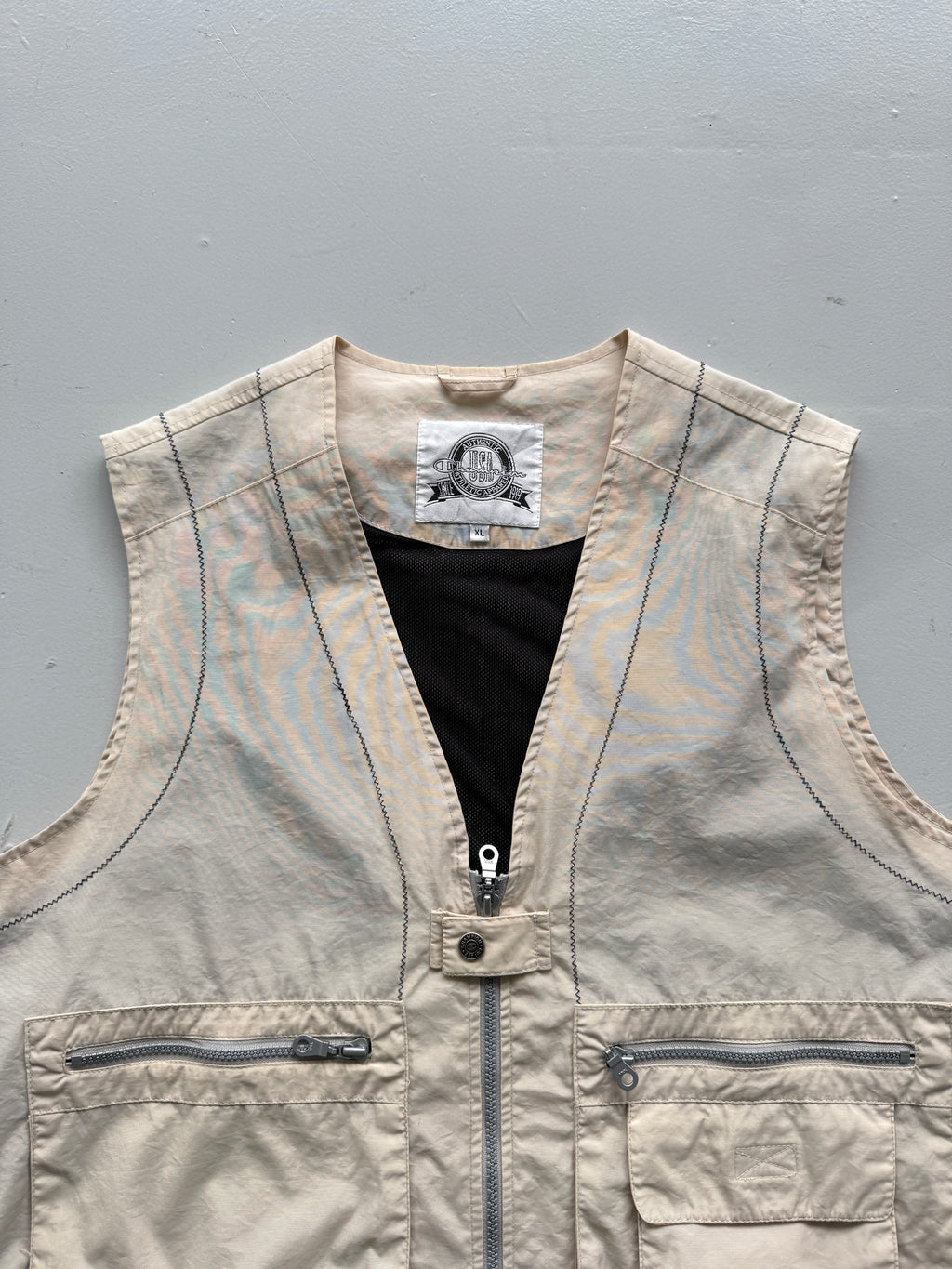 Cream Champion 90's Vintage Utility Vest Gillet - XL