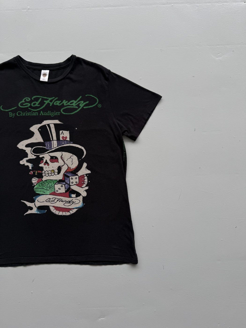Ed Hardy by Christian Audigier Skull Gambling Y2K Graphic T-Shirt - Large