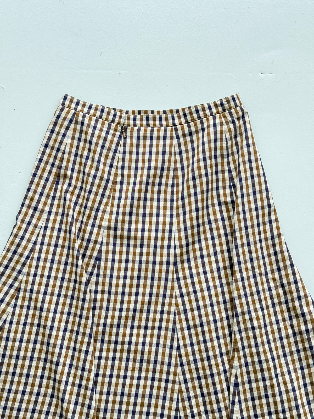 Aquascutum Womens Vintage 90s Brown Club Check Panelled Midi Skirt - UK 10